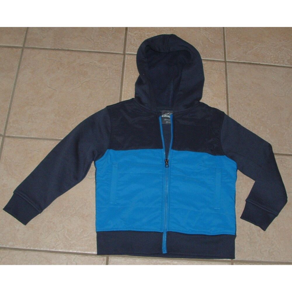 NEW Boys Sz XS (5/6) Blue Full Zip Hooded Lightweight Jacket Pockets GLACIER